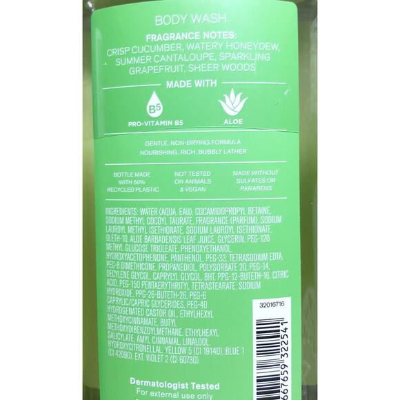 Bath & Body Works Cucumber Melon 10oz Shower Gel Body Wash (x3) Aloe B5 - Picture 4 of 4